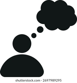 Denkensymbol für Personen. Symbol für menschliche Gedanken. Benutzer mit Sprechblasensymbol . Vektorgrafik