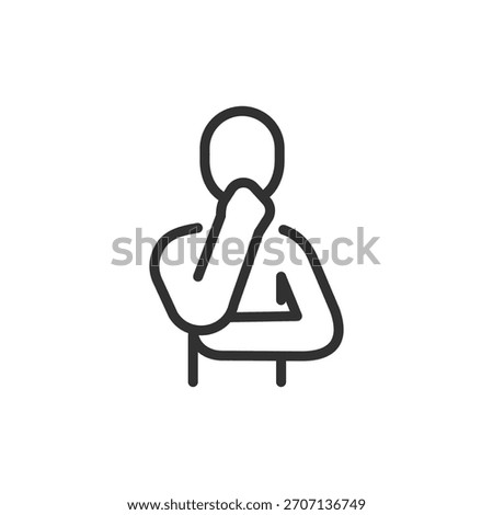 Person thinking, linear icon. Decision making and contemplation concept. Line with editable stroke.