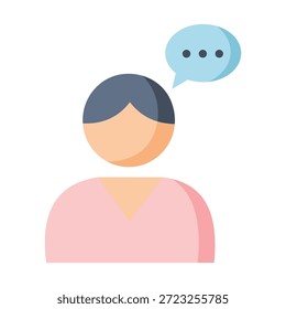 Person thinking or speaking with a speech bubble icon isolated on white background, Vector, illustration