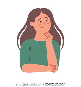 Person thinking with an uncertain and doubtful expression