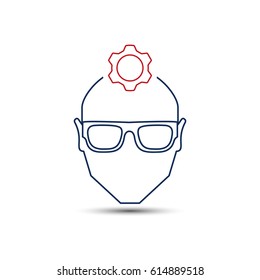 Person thinking vector icon man with glasses illustration