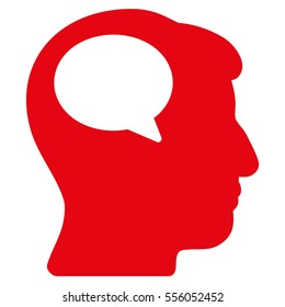 Person Thinking vector icon. Style is flat graphic symbol, red color, white background.
