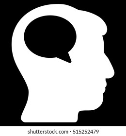 Person Thinking vector pictogram. Style is flat graphic symbol, white color, black background.