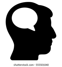 Person Thinking vector pictogram. Style is flat graphic symbol, black color, white background.