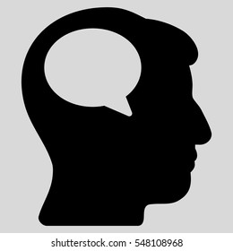 Person Thinking vector pictograph. Style is flat graphic symbol, black color, light gray background.
