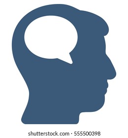 Person Thinking vector pictograph. Style is flat graphic symbol, blue color, white background.