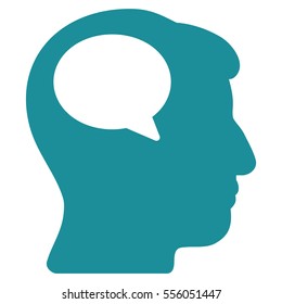 Person Thinking vector pictograph. Style is flat graphic symbol, soft blue color, white background.