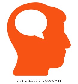 Person Thinking vector pictograph. Style is flat graphic symbol, orange color, white background.
