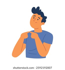 Person thinking while analyzing decision