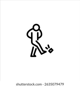 Person thinking while walking outline icon. figure confuse line art illustration.