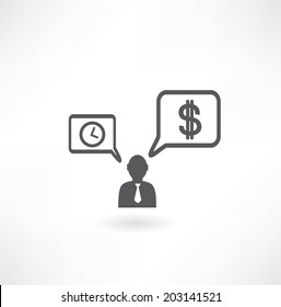 person thinks about money and watch icon