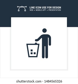Person Throw Garbage to Trash Can icon design vector illustration