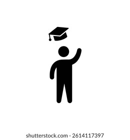 Person Throwing Graduation Cap Icon Symbolizing Achievement