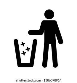 Person throwing litter to a a garbage bin, Icon Vector, Abstrac Icon