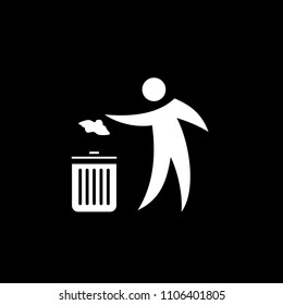 Person throwing paper to a trash vector icon