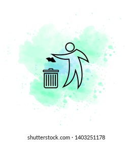 Person throwing paper to a trash vector icon
