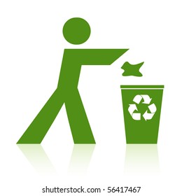 Person throwing rubbish into a recycle bin.