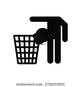 a person throwing something away in a trash can