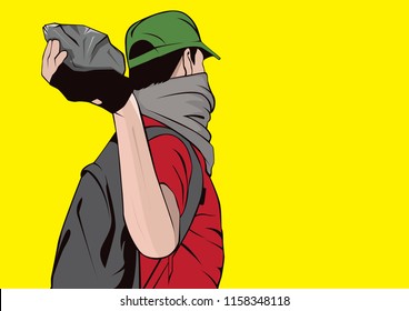 Person Throwing A Stones Vector Illustration