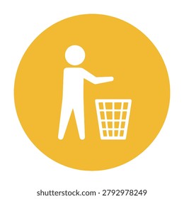 A person throwing trash into a basket, symbolizing waste disposal and recycling