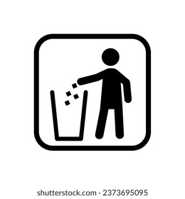 A person throws garbage in the trash. The icon of the waste disposal site. EPS10