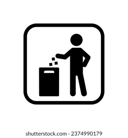 A person throws garbage in the trash. The icon of the waste disposal site. EPS10