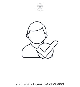 Person with a Tick Mark Icon theme symbol vector illustration isolated on white background