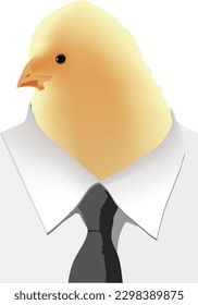 person in tie and shirt with chick face-