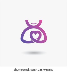 Person Touching His Heart Illustration. Compassion Empathy Logo Icon For Charity