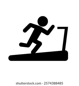 Person training treadmill silhouette icon. Vector.