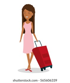 person with travel suitcase - Shutterstock ID 565606339