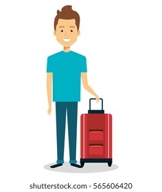 person with travel suitcase