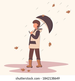 Person With Umbrella. Autumn Stock Vector