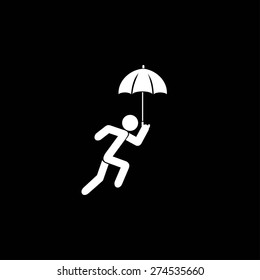 A person with an umbrella icon