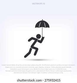 A person with an umbrella icon