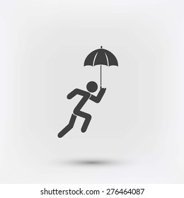 A person with an umbrella icon
