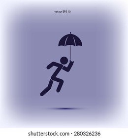 A person with an umbrella icon