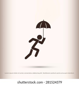 A person with an umbrella icon