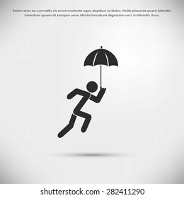 A person with an umbrella icon