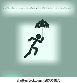 A person with an umbrella icon