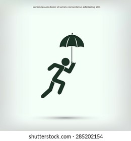 A person with an umbrella icon