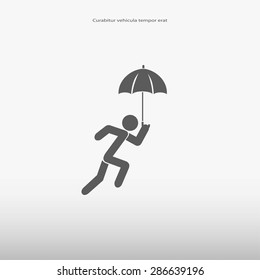 A person with an umbrella icon
