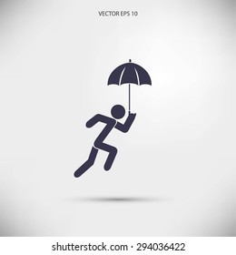 A person with an umbrella icon