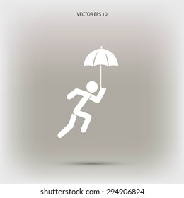 A person with an umbrella icon