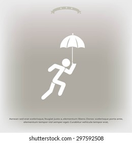 A person with an umbrella icon