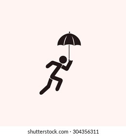 A person with an umbrella icon