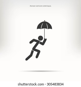 A person with an umbrella icon