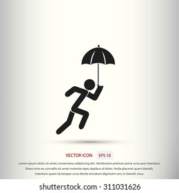 A person with an umbrella icon
