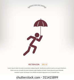 A person with an umbrella icon