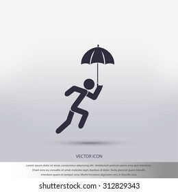 A person with an umbrella icon